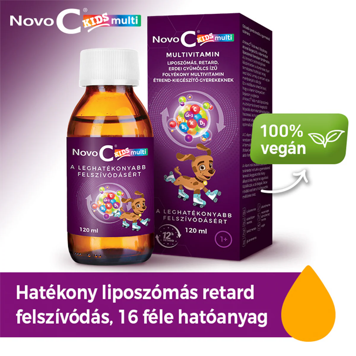 Novo C Kids Multivitamin liposzómás folyadék erdei gyümölcsös ízben 120ml - Image 10