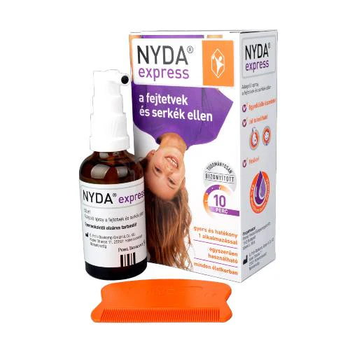 Nyda Express spray fejtetvek és serkék ellen tetűfésűvel 50ml
