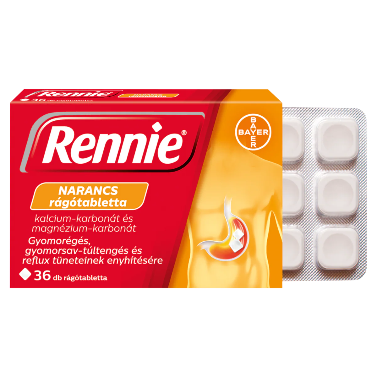 Rennie narancs ízű rágótabletta gyomorégés és savtúltengés enyhítésére 36 db - Image 4