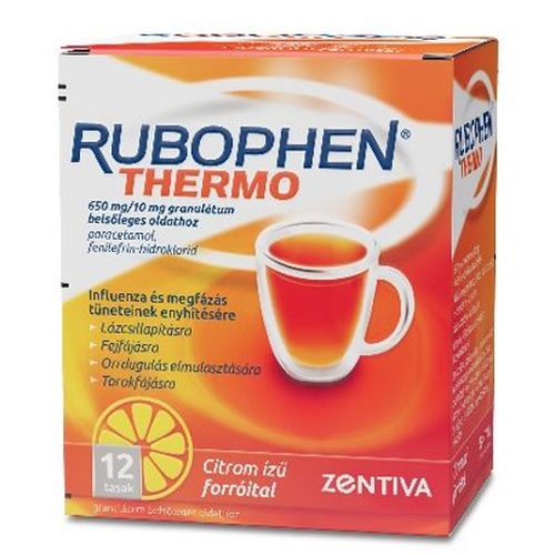 Rubophen Thermo 650 mg/10 mg granulátum belsődleges oldathoz 12 tasak
