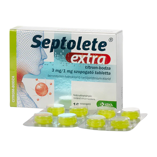 Septolete Extra 3mg/1mg szopogató tabletta citrom-bodza ízű 16 db