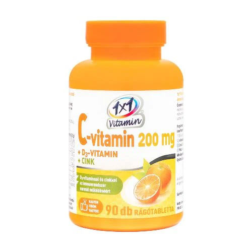 VitaPlus 1x1 C-vitamin 200mg+D3-vitamin+Cink rĂĄgĂłtabletta 90 db