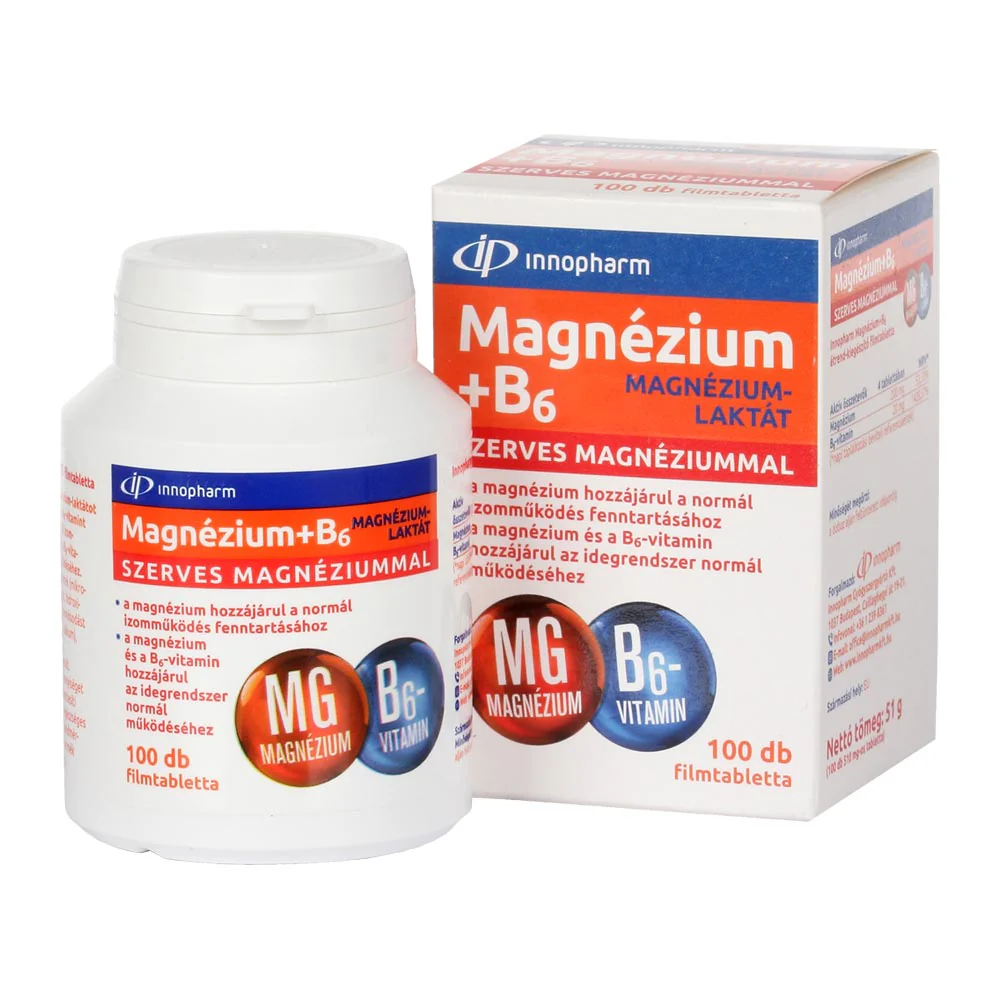 VitaPlus InnoPharm Magnézium laktát + B6 vitamin filmtabletta 100 db