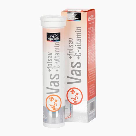 VitaPlus Vas folsav C vitamin pezsgőtabletta meggy ízű 20 db (Innopharm)